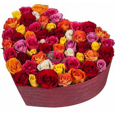 Композиция "Люблю тебя" в шляпной коробке (51 или 101 роза)